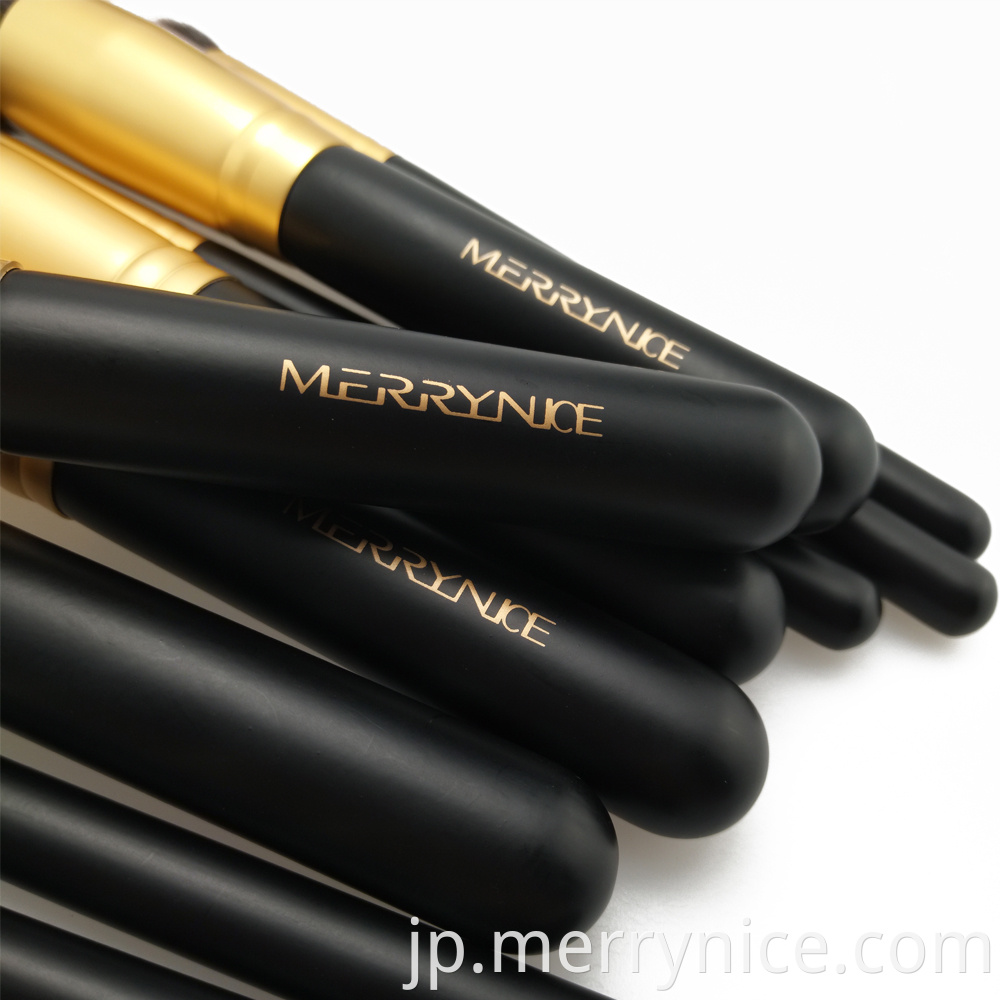 Gold Makeup Brushes with Wood Handle